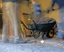 wheelbarrow and feet